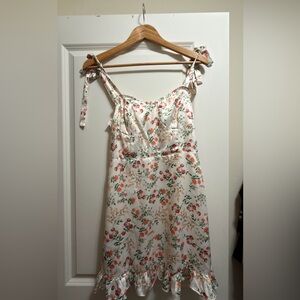 Mahina Floral Mini Dress - Cream and Red